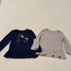 2T toddler peplum toddler shirt. Uniform navy and beige.